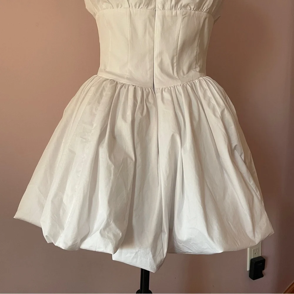 House of CB- Le Puff White Cotton Tulle Mini Dress Square Neck Romantic Size M